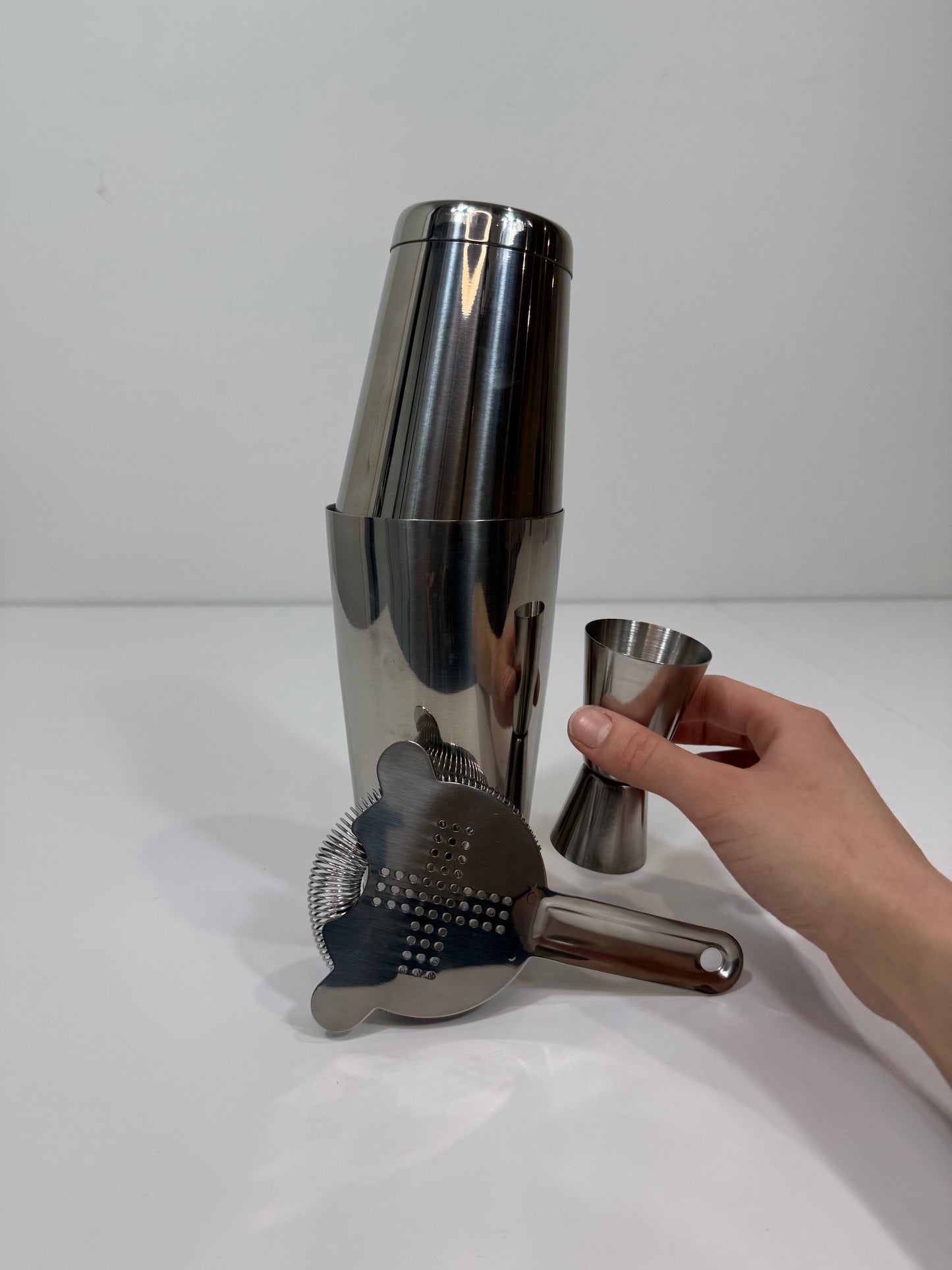 Stainless Steel Shaker + Strainer & Jigger